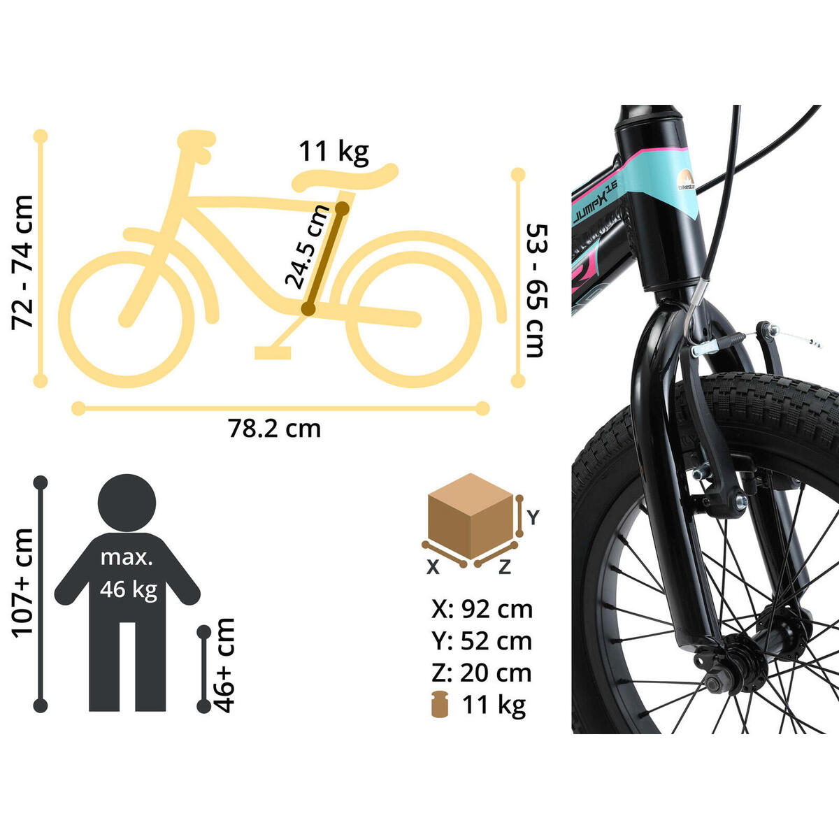 Vélo 16 pouces VTT enfant 4 ans MTB