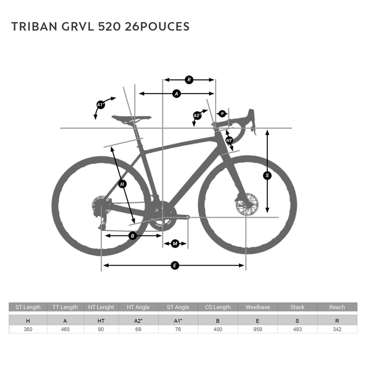 VELO GRAVEL ENFANT TRIBAN 520 26 POUCES 9-12 ANS