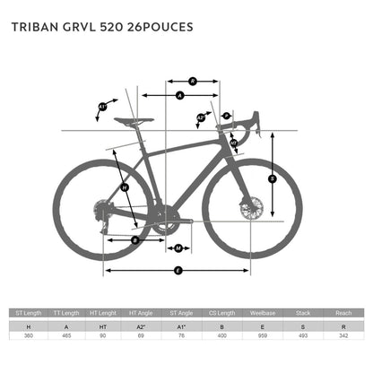 VELO GRAVEL ENFANT TRIBAN 520 26 POUCES 9-12 ANS