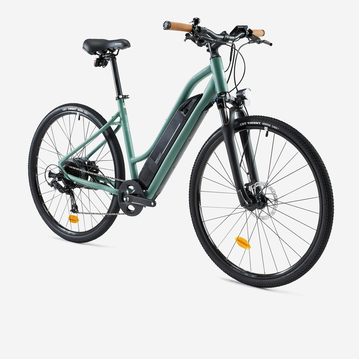 Vélo tout chemin électrique - cadre bas - Riverside 520 E vert