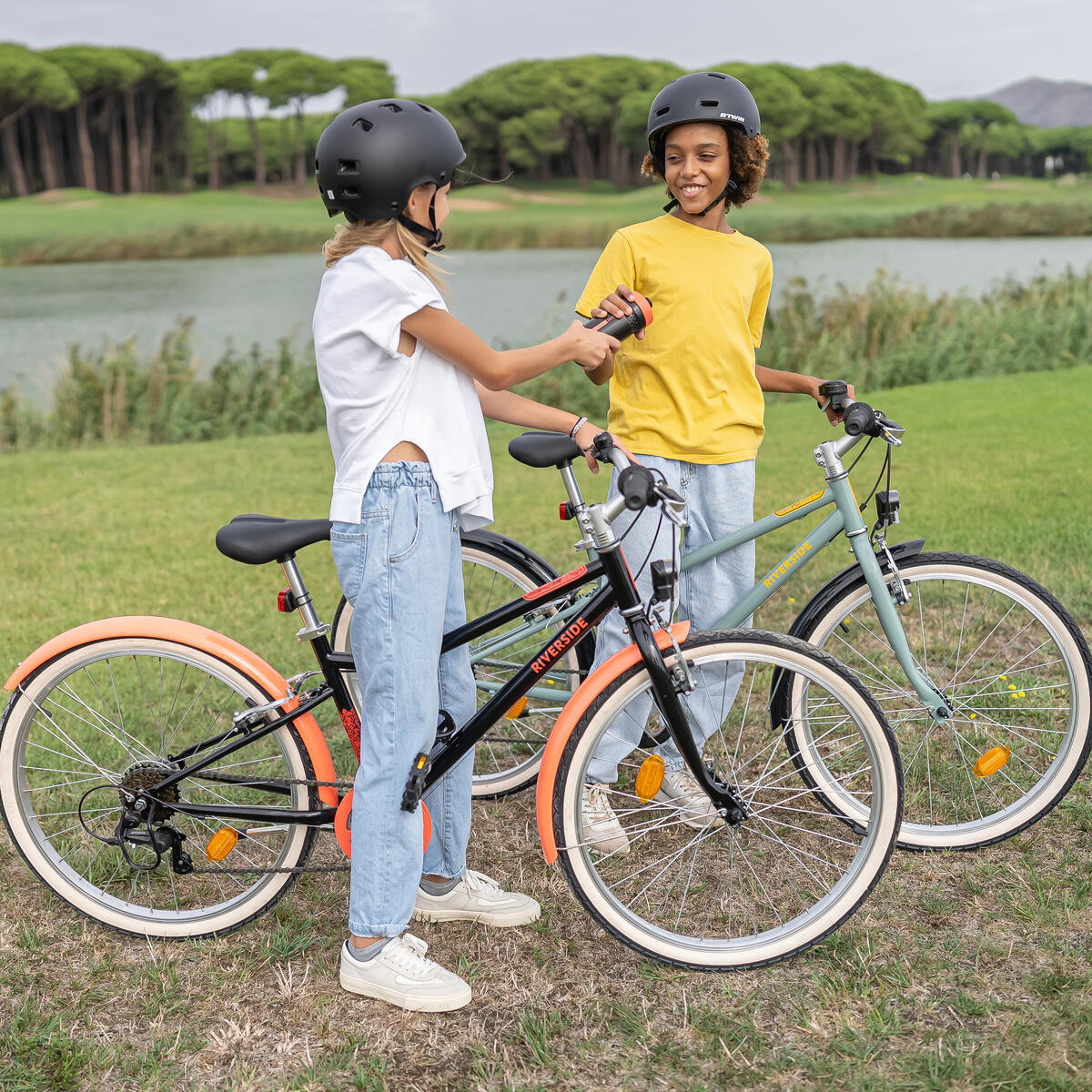 Vélo VTC ENFANT RIVERSIDE 500 KAKI 24 pouces 9-12 ANS